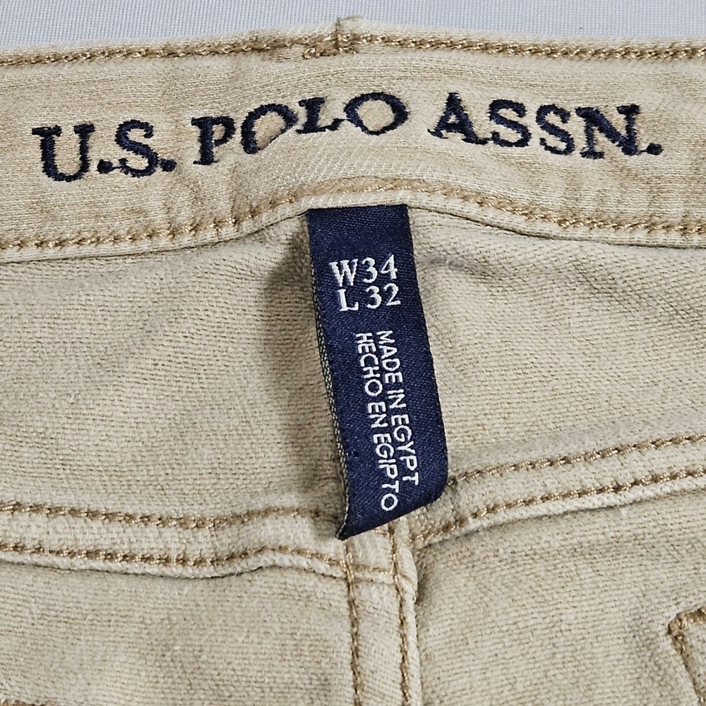 U.S. Polo Assn Tan Slim Straight Jeans W34 L32 Neutral Clean Preppy Core Classic - Picture 6 of 11